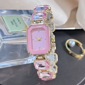 Rose Elegance Gem Timepiece Bracelet Watch